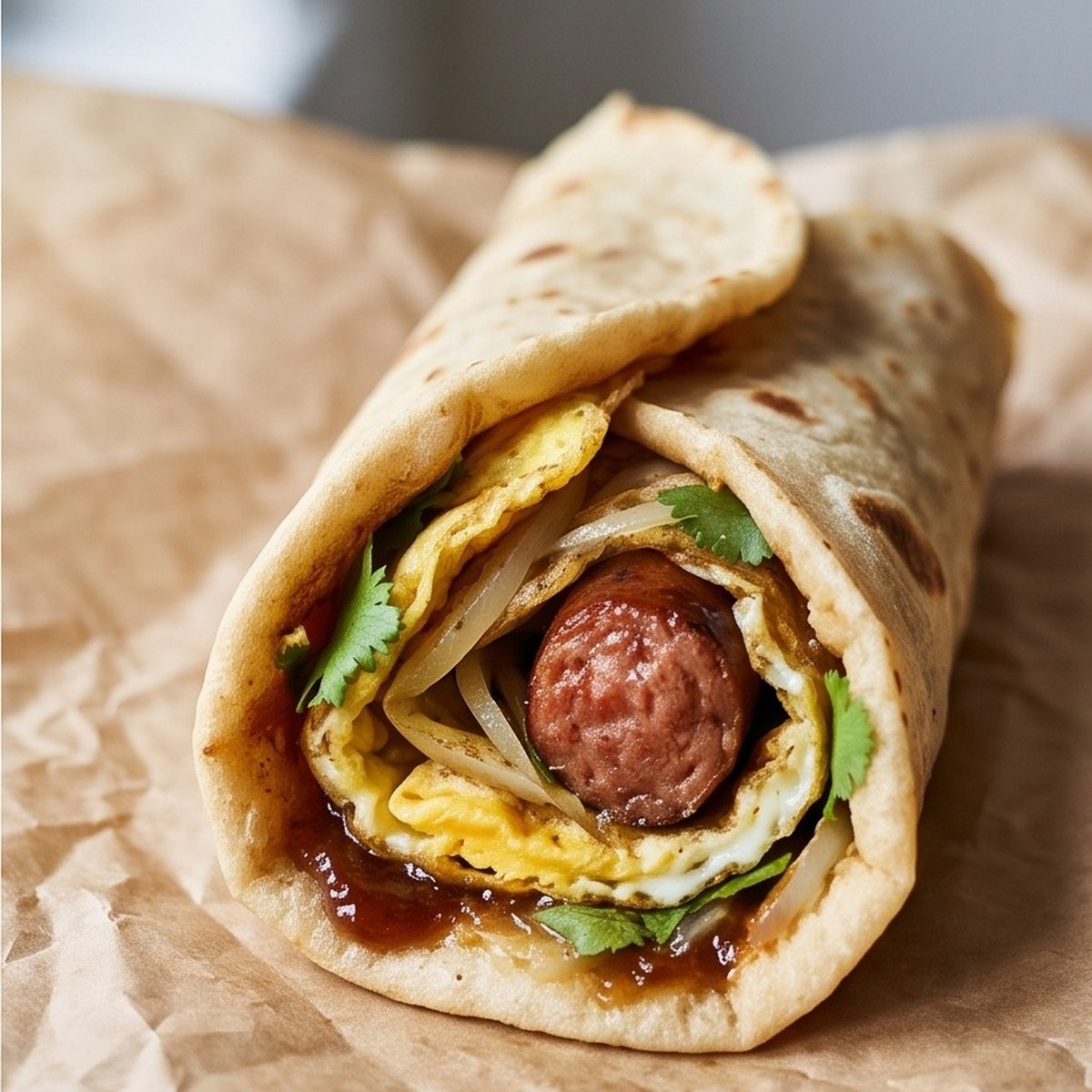 Sausage & Egg Roti Roll
