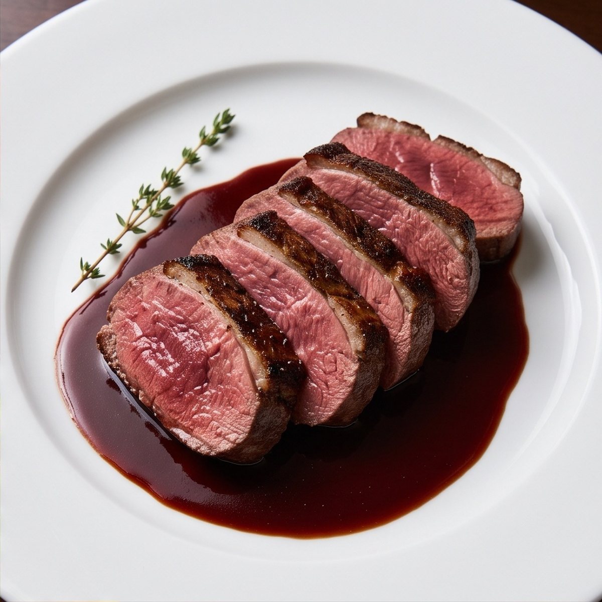 Filet d’Agneau, Sauce au Vin Rouge